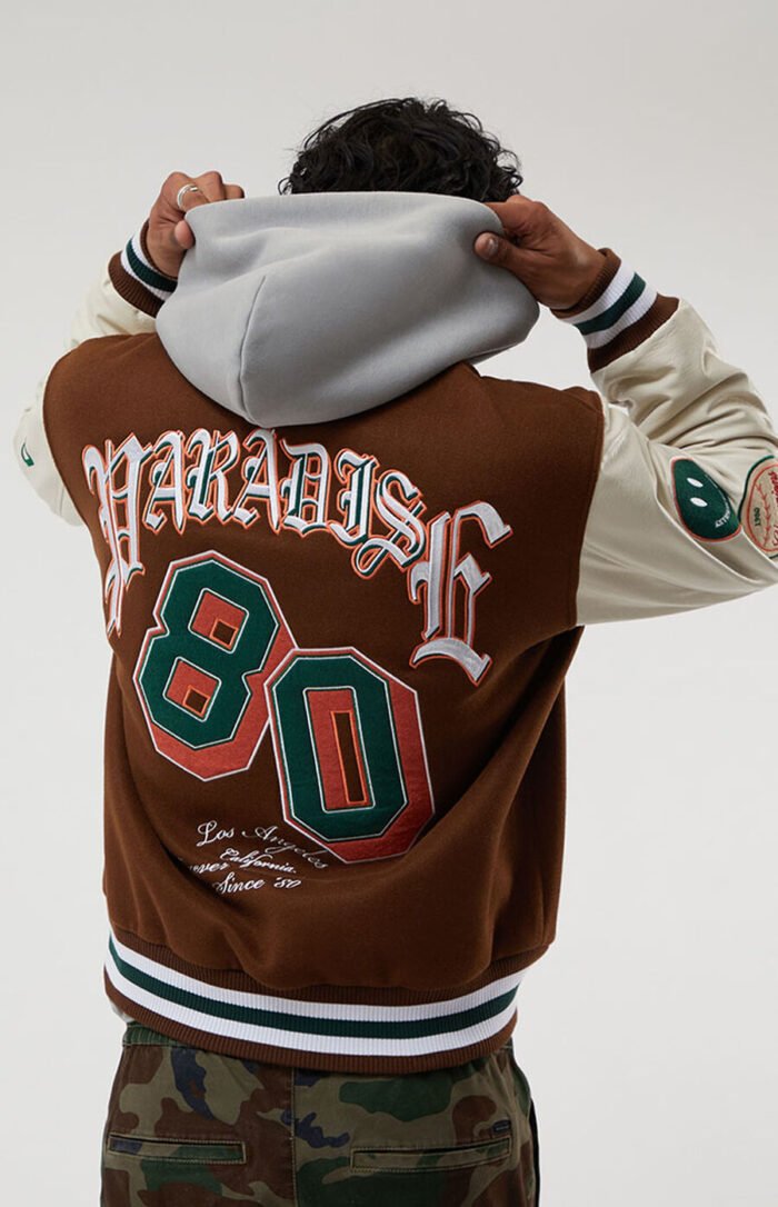 PacSun Paradise Varsity Jacket in brown