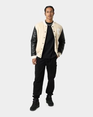 Buy MVP Varsity Jacket for Men in Stone and Black Combo - The Jacket Place