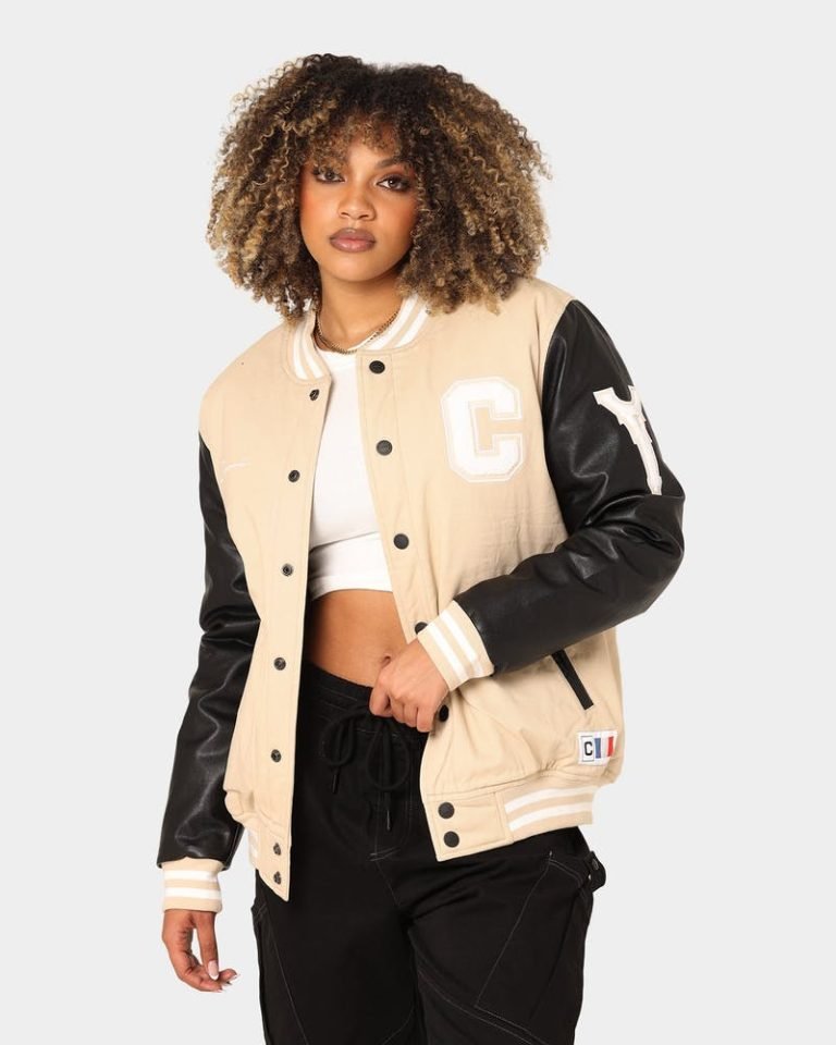 Buy Women's MVP Varsity Jacket In Stone/Black