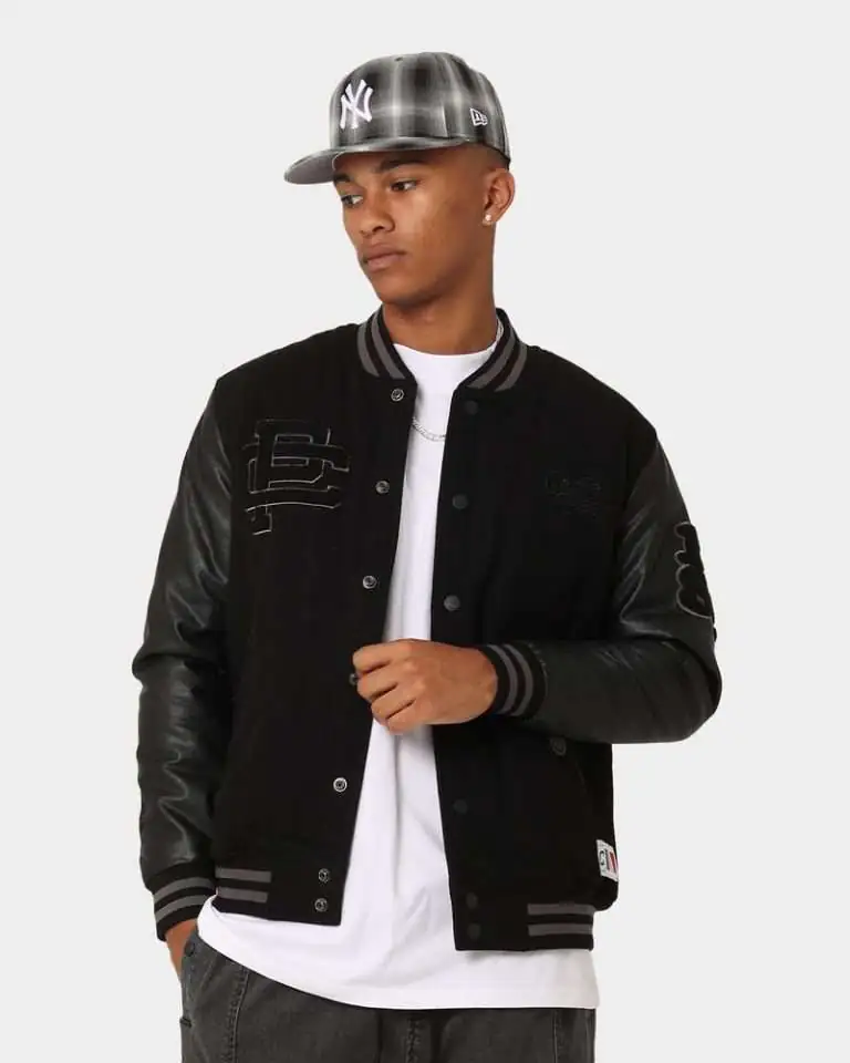 Peace Varsity Jacket In Black