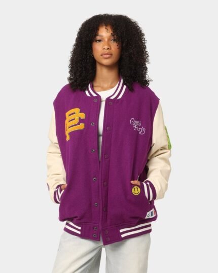 Women's Peace Varsity Jacket in Purple