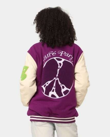 Women's Peace Varsity Jacket in Purple