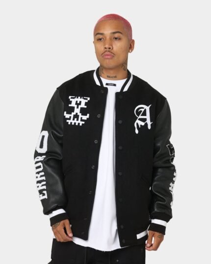 Men's Dead Pixel Leather Varsity Jacket