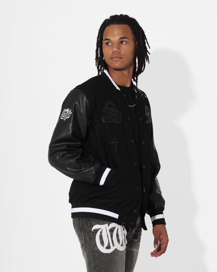 Men's Graveyard Varsity Jacket Black/White