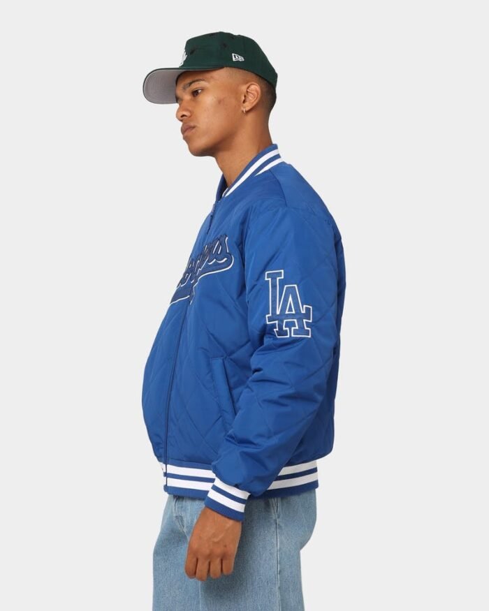 Los Angeles Royal Mens Dodgers Tonals Quilted Varsity Jacket