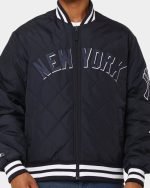 Cool New York Yankees Tonals Quilted Varsity Black Jacket for Men from The Jacket Place
