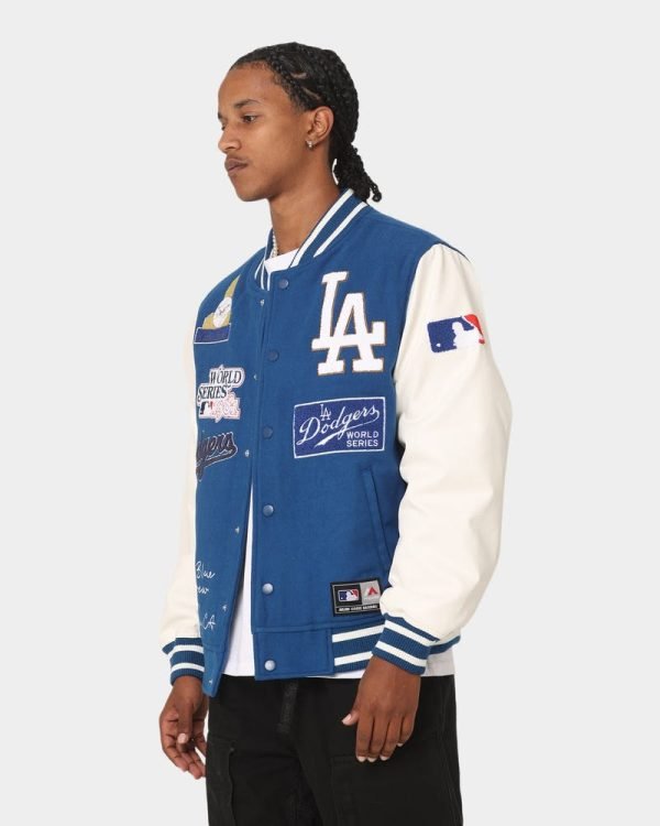 Buy Los Angeles Dodgers Multi Hit Varsity Jacket Royal Color - The Jacket Place