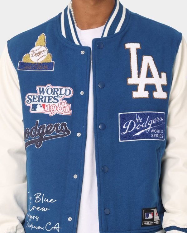 Elevate your style in Los Angeles Dodgers Multi Hit Varsity Jacket
