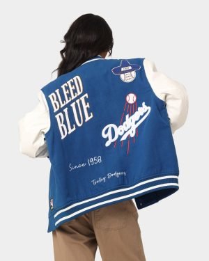 Stylish Los Angeles Dodgers Multi Hit Varsity Jacket Royal for Women