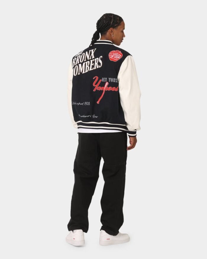 Mens New York Yankees Multi Hit Varsity Jacket Black Color