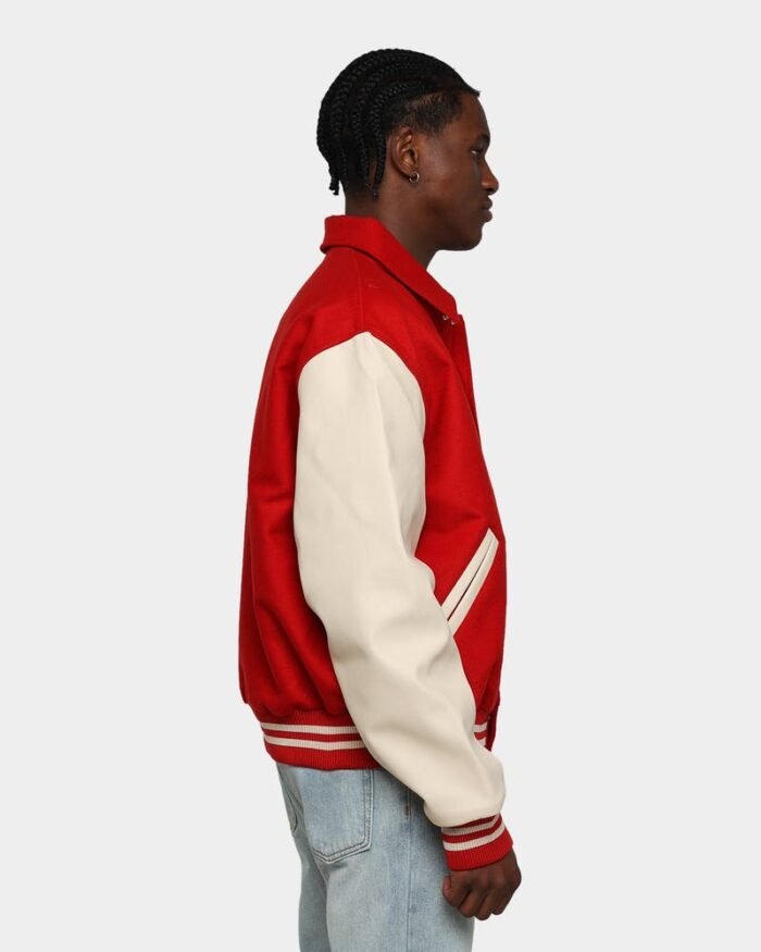 Red Collared Varsity Jacket from Men