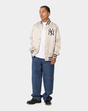 Buy Men's New York Yankees Varsity Jacket Beige