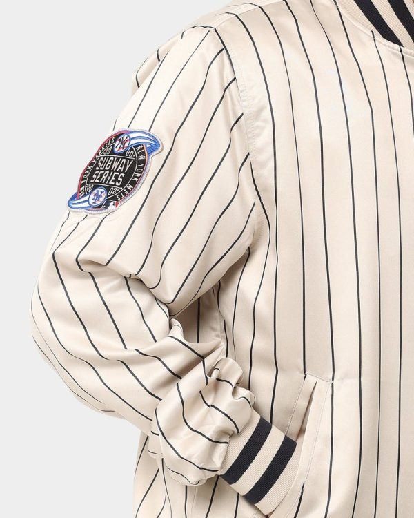 New York Yankees Varsity Jacket for Men Beige with Black Stripes