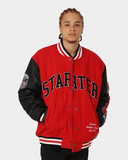 Men's Champs Arch Varsity Jacket In Red/Black