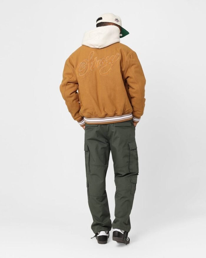 Stussy Collared Varsity Jacket for Men Khaki Color - The Jacket Place