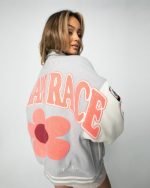 Blossom in Women's Flower Varsity Jacket - The Jacket Place