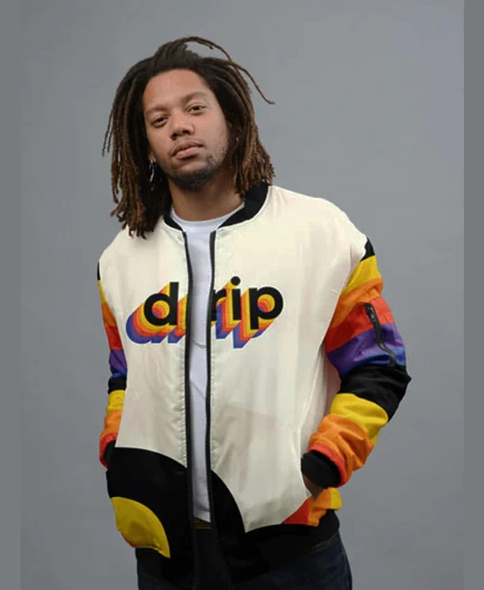 Mens Drip Rainbow Bomber Jacket - The Jacket Place
