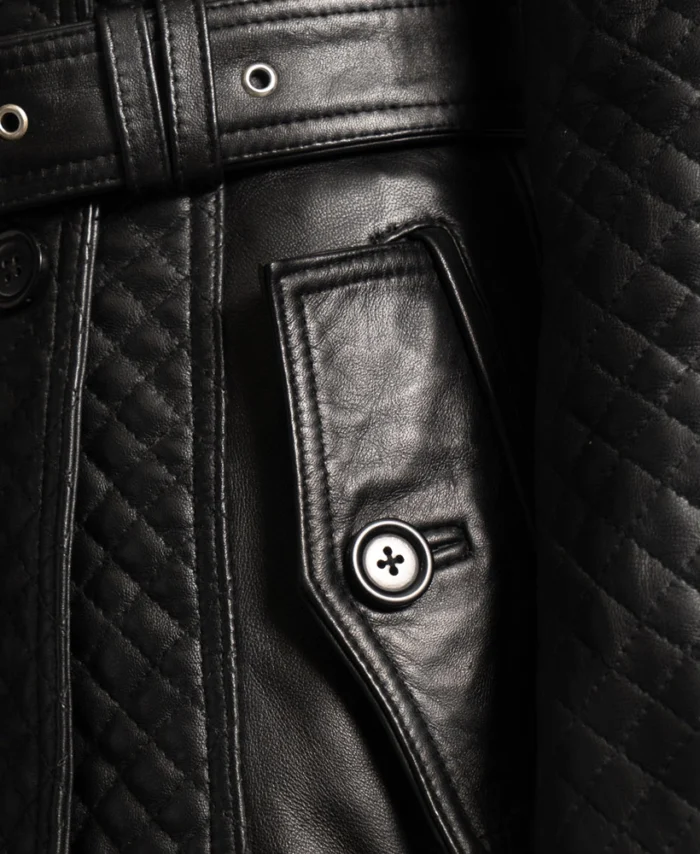 Order Sweet Susan Leather Black Trench Coat for Women