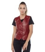 Buy Emily Genuine Red Leather Vest