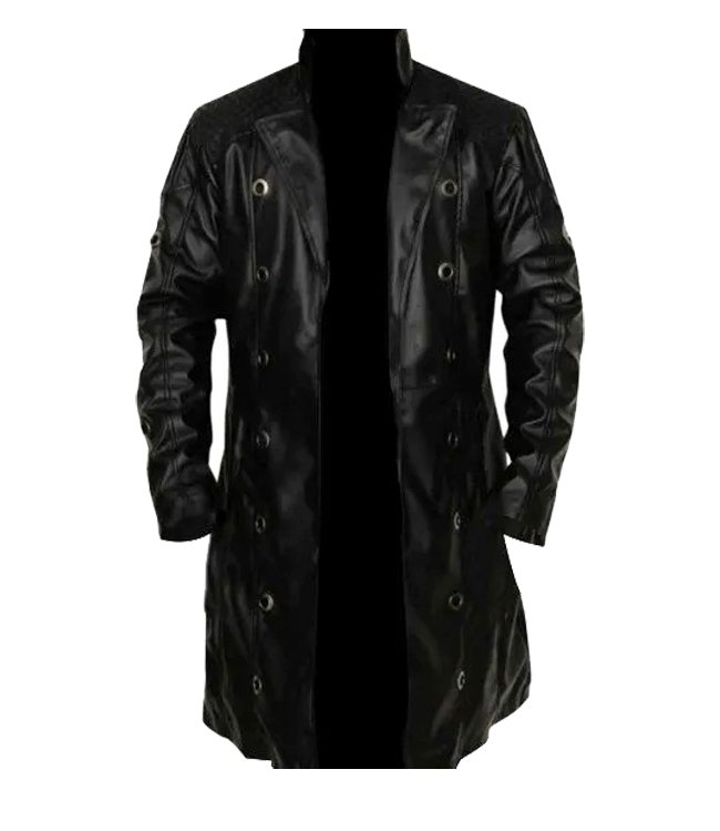 Adam Jensen Leather Trench Coat - The Jacket Place