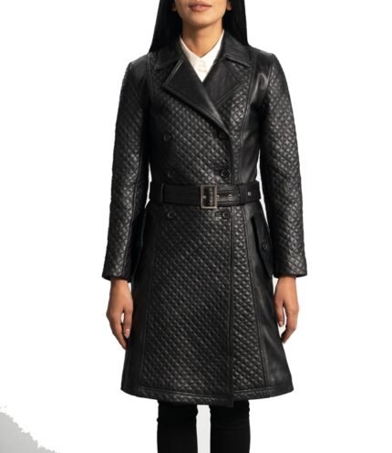 Buy Sweet Susan Black Leather Trench Coat for Women