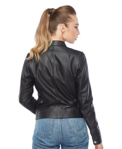 Mia's Cropped Leather Jacket Black Color