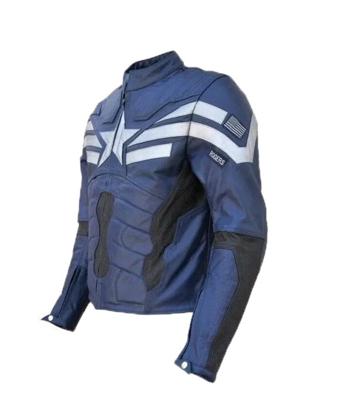 Buy Captain America Steve Rogers Biker Jacket Blue