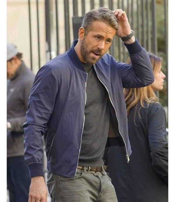 Buy Ryan Reynolds Bomber Jacket in Blue