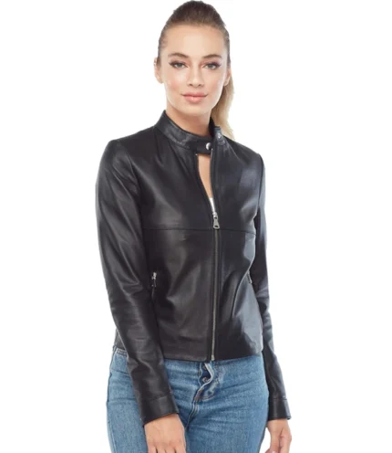Buy Mia's Cropped Black Leather Jacket for Women