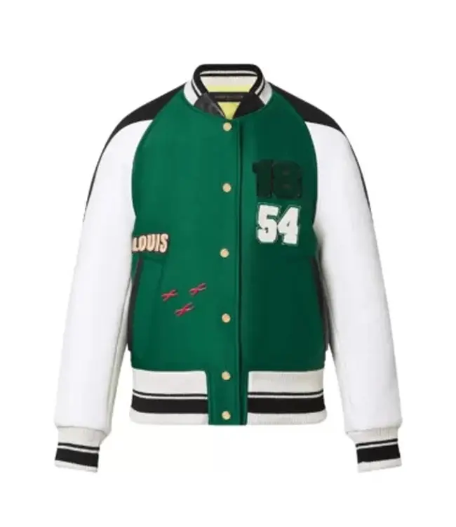 Dawn Staley Patchwork Varsity Jacket in Green & White Dawn Staley Patchwork Varsity Jacket in Green & White