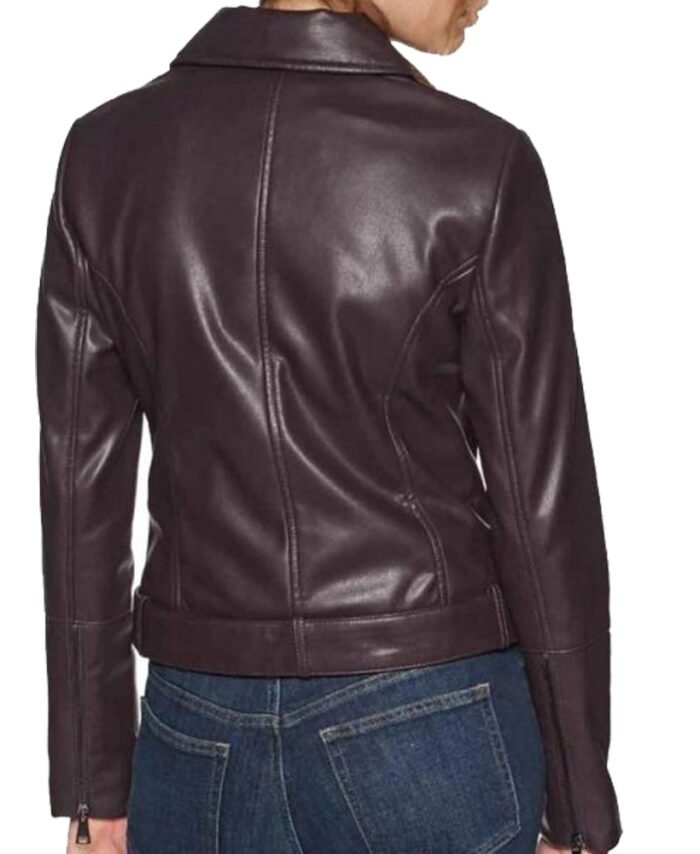 Women Betty Cooper Leather Jacket in Dark Brown Shade