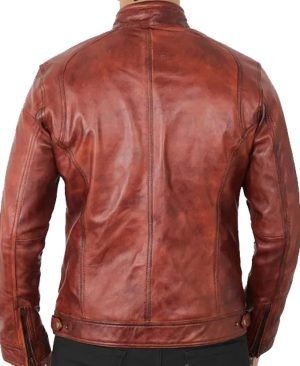 Buy Idaho Men's Leather Moto Jacket Brown - The Jacket Place