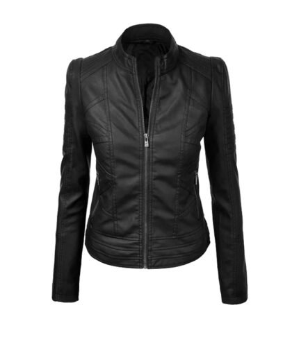 Women’s Bikers Black Leather Jacket