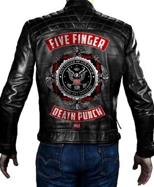Buy Five Finger Death Punch Biker Jacket in Black Color - The Jacket Place