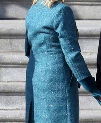 Jill Biden Blue Leather Trench Coat