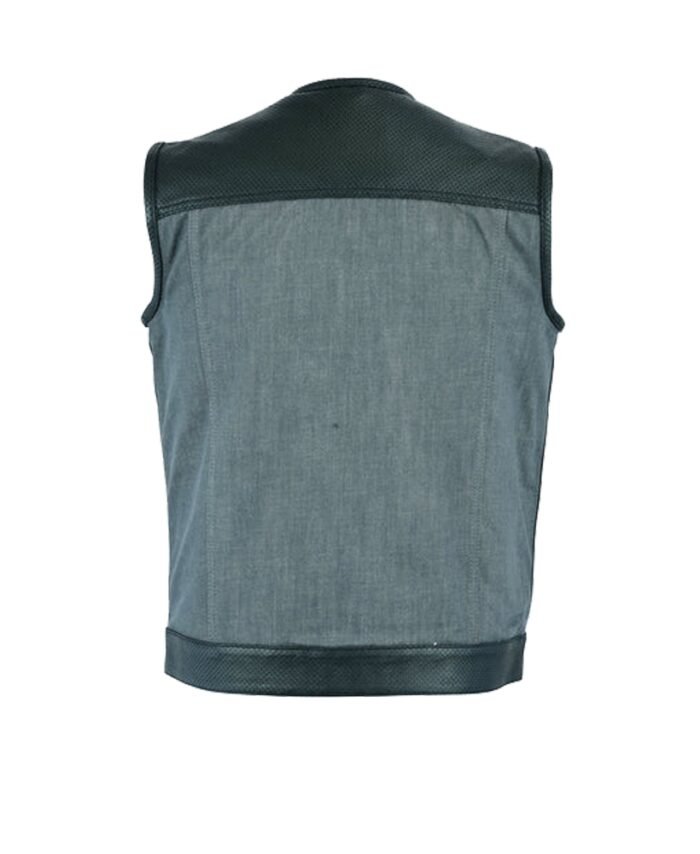 Shop Men's Leather and Denim Combo Ash Grey Vest