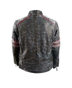 Buy Men's Retro Biker Leather Jacket in Grey