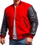 Buy Men's Red Wool Varsity Jacket