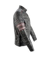 Men's Retro Biker Leather Jacket in Grey