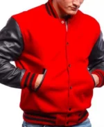 Buy Red Wool Varsity Jacket for Men