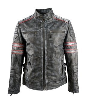 Men's Motorcycle Retro Biker Leather Jacket