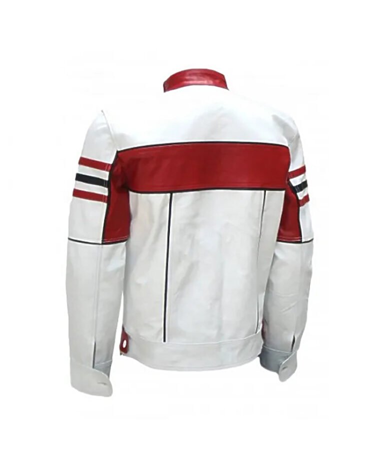 Red & white Biker Jacket for Men