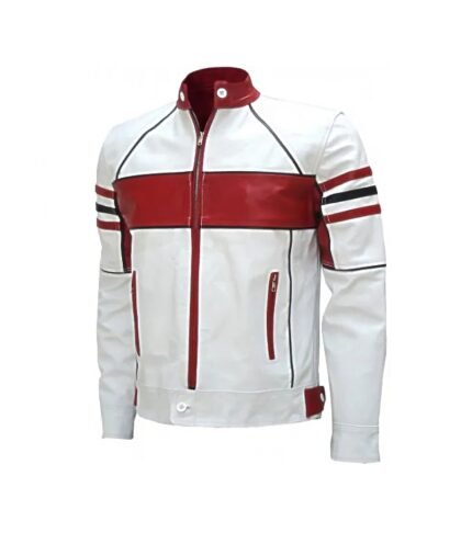 Buy Red & white Bi-Color Men's Biker Jacket