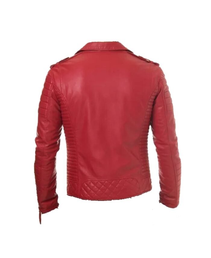 Shop Men’s Red Leather Biker Jacket on Sale