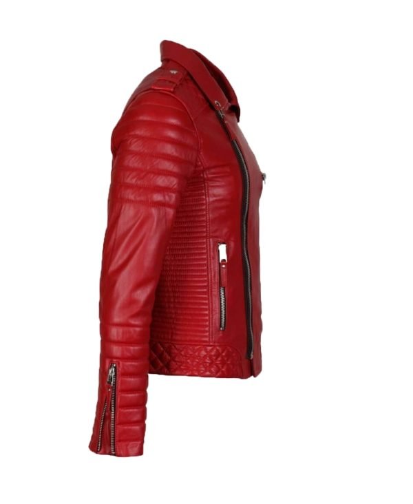Classic Men’s Red Leather Biker Jacket