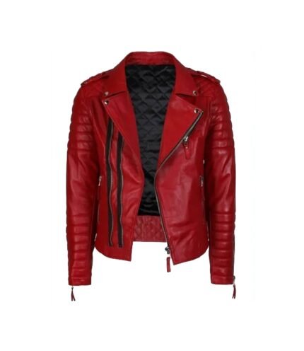 Buy Men’s Red Leather Biker Jacket