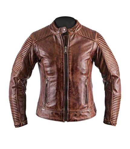 Buy Retro Cafe Racer Distressed Brown Jacket