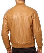 Classic Mens Tan Brown Bomber Leather Jacket