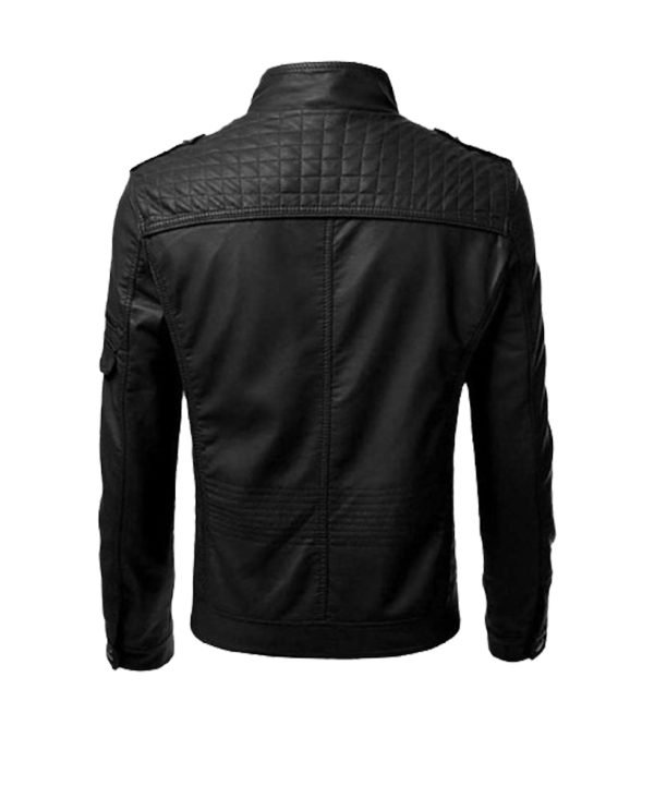Buy Men’s Slim Fit Black Biker Leather Jacket
