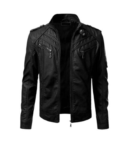 Men’s Slim Fit Black Biker Jacket